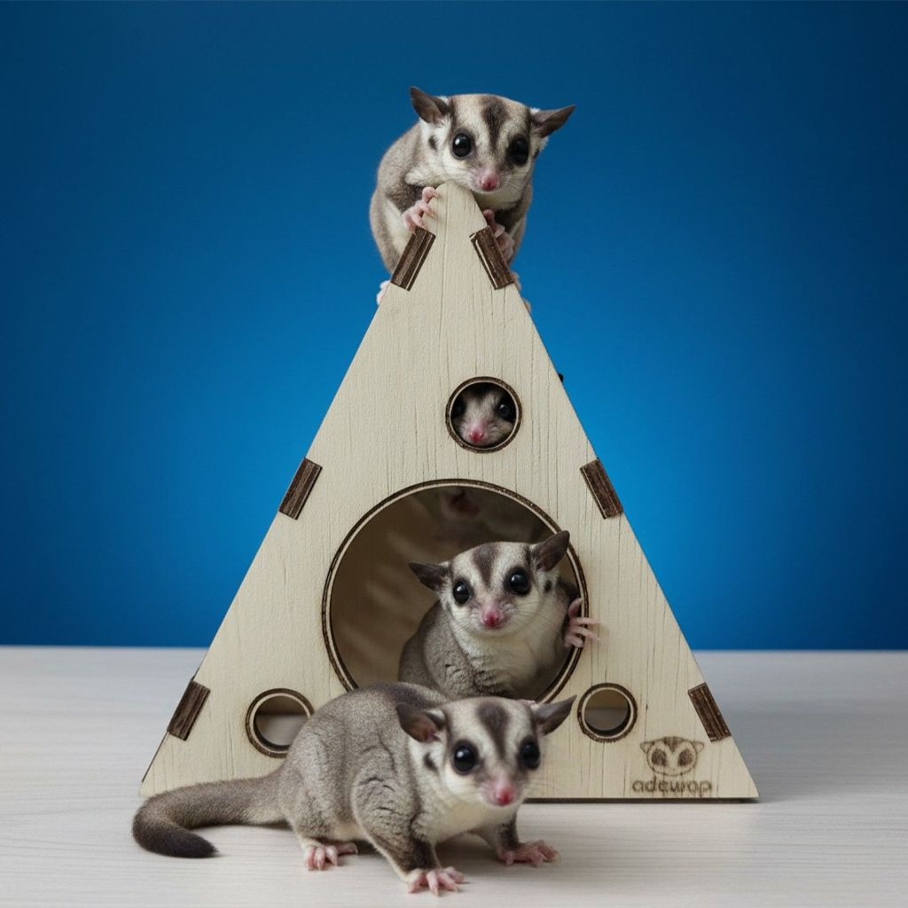 ADEWAP GLIDER Piramida Laser Cut Rumah Kayu Sugar Glider Hamster Marmut Tempat Bersembunyi & Bermain Hewan Kecil