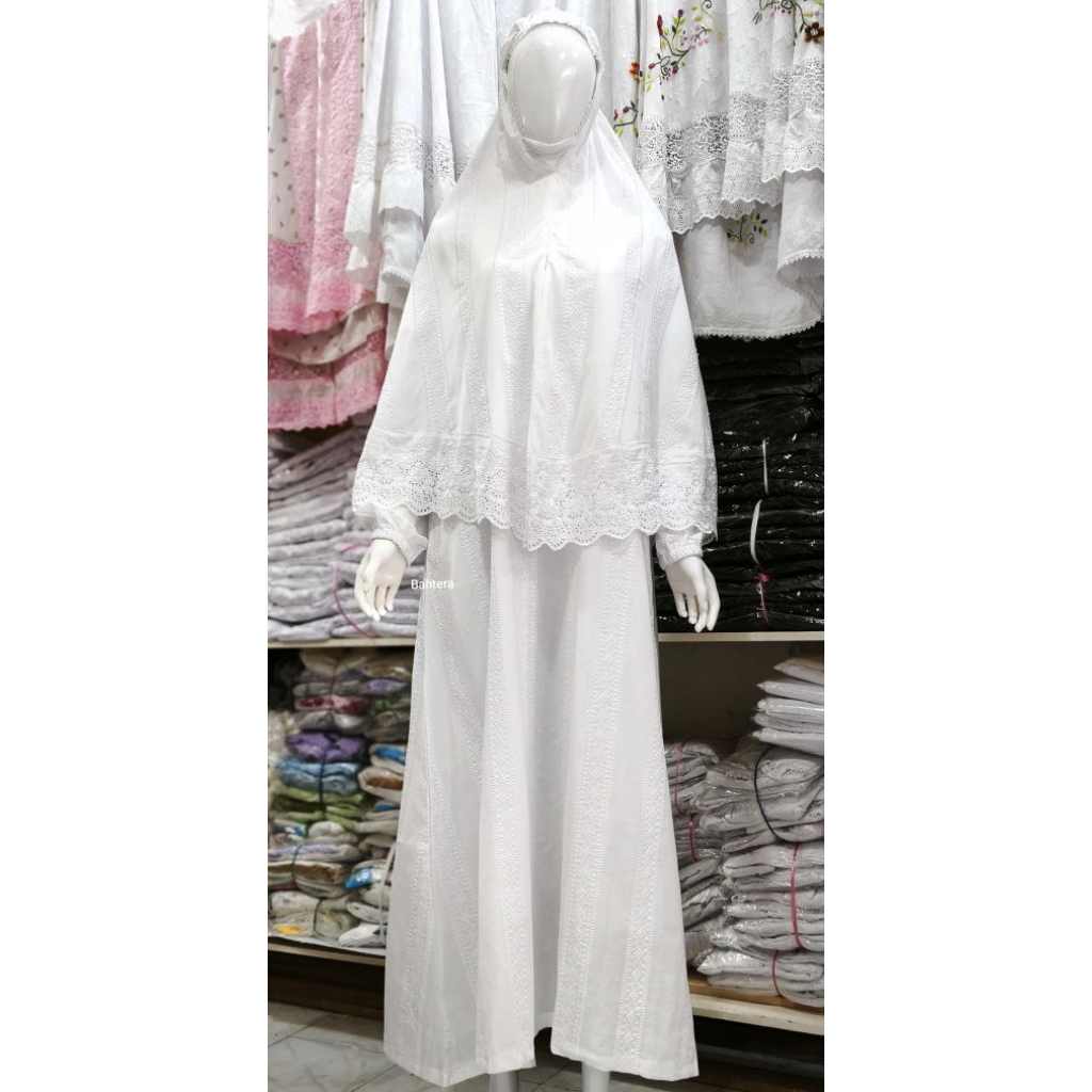 Set Gamis Hijab bergo sarung tangan sholat katun Paris salur peremium