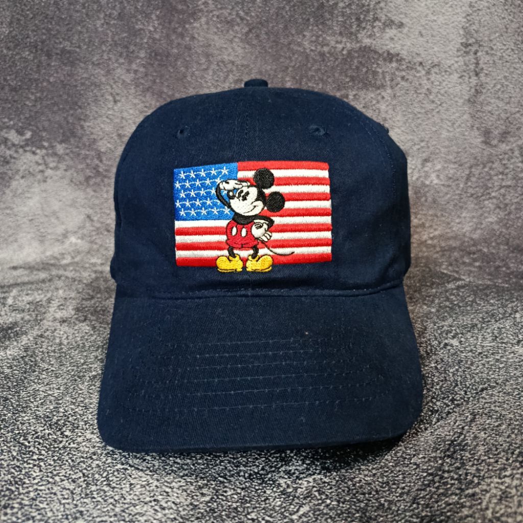 Digidegu Topi Vtg Disney Mickey Mouse American Flag Big Logo
