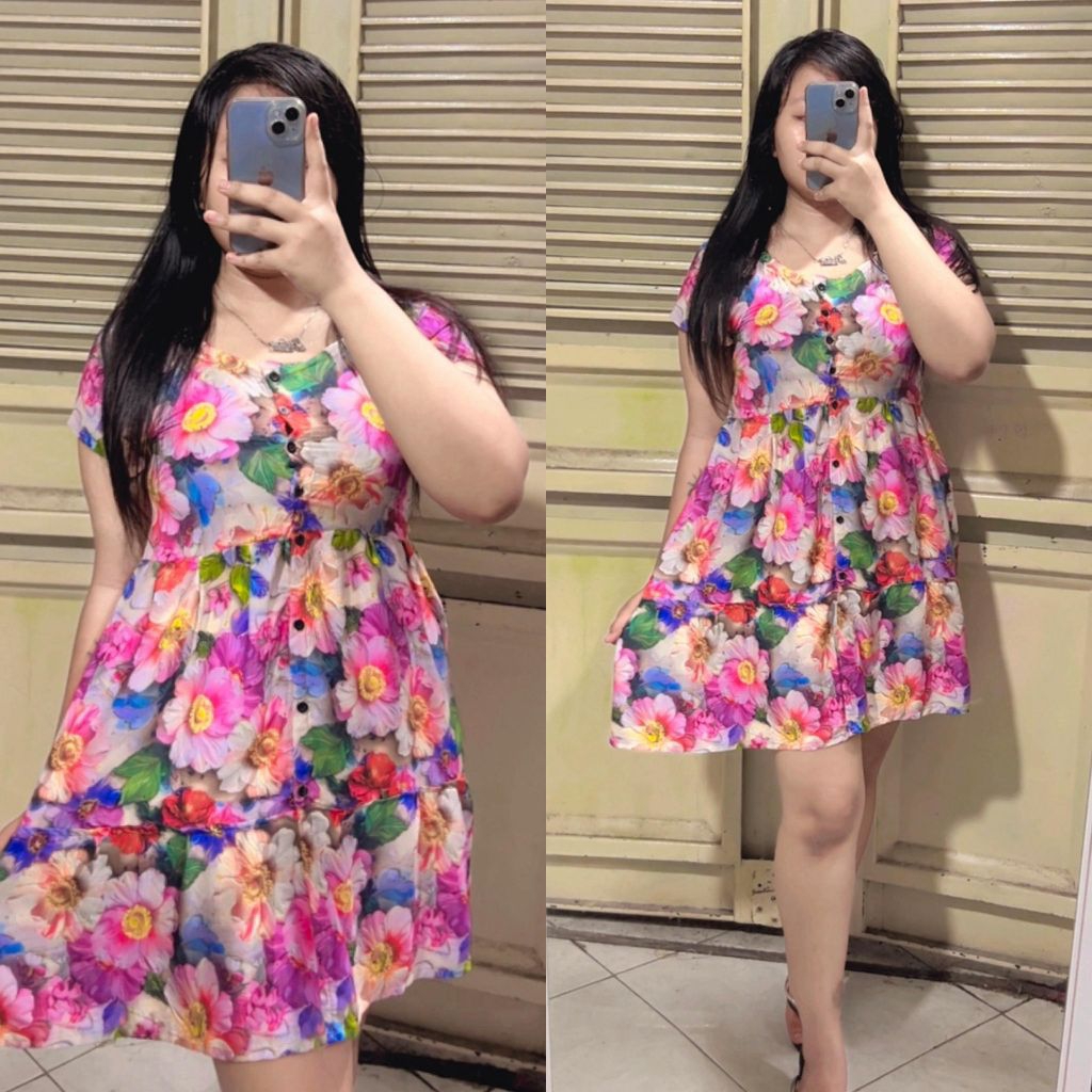 daster bali rok pendek full kancing busui Beyca