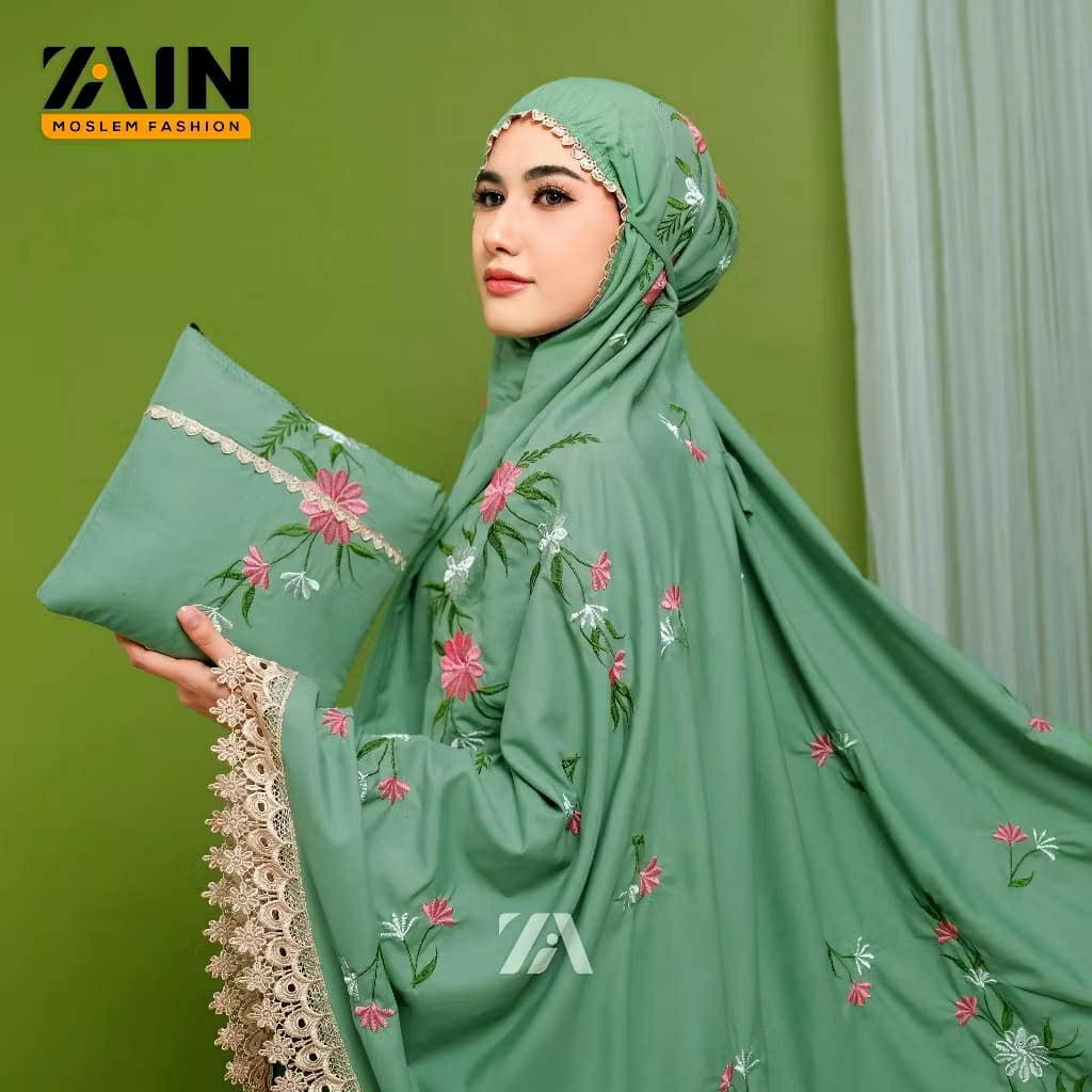 Mukena Dewasa Katun Premium Zain dengan Bordir Bunga Eksklusif