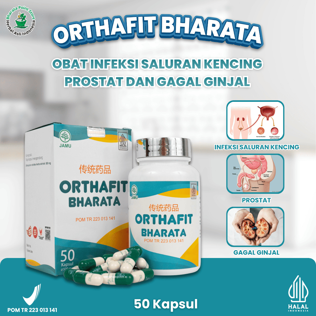Obat Infeksi Saluran Kencing, Prostat, Gagal Ginjal Orthafit Bharata Herbal Asli Sudah Halal & Bpom