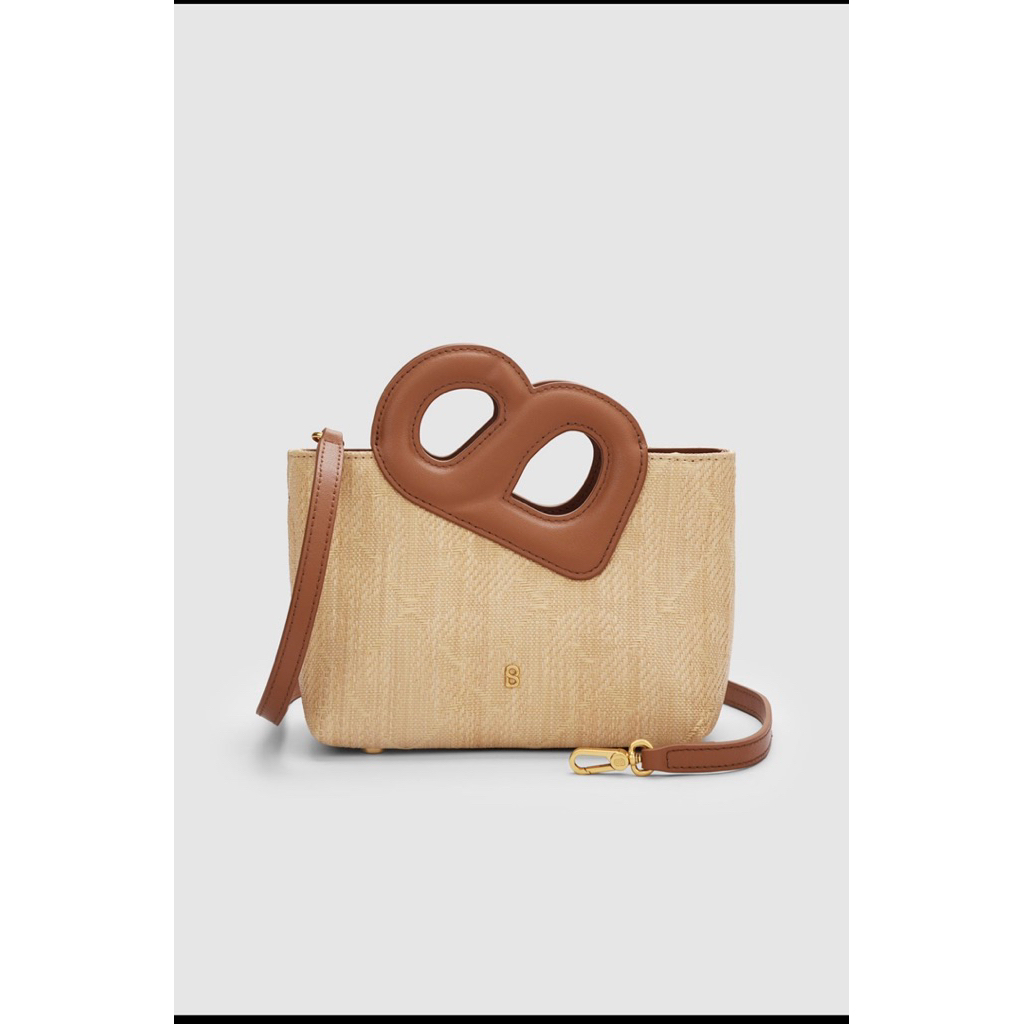 buttonscarves bag - nina wicker straw bag - brown