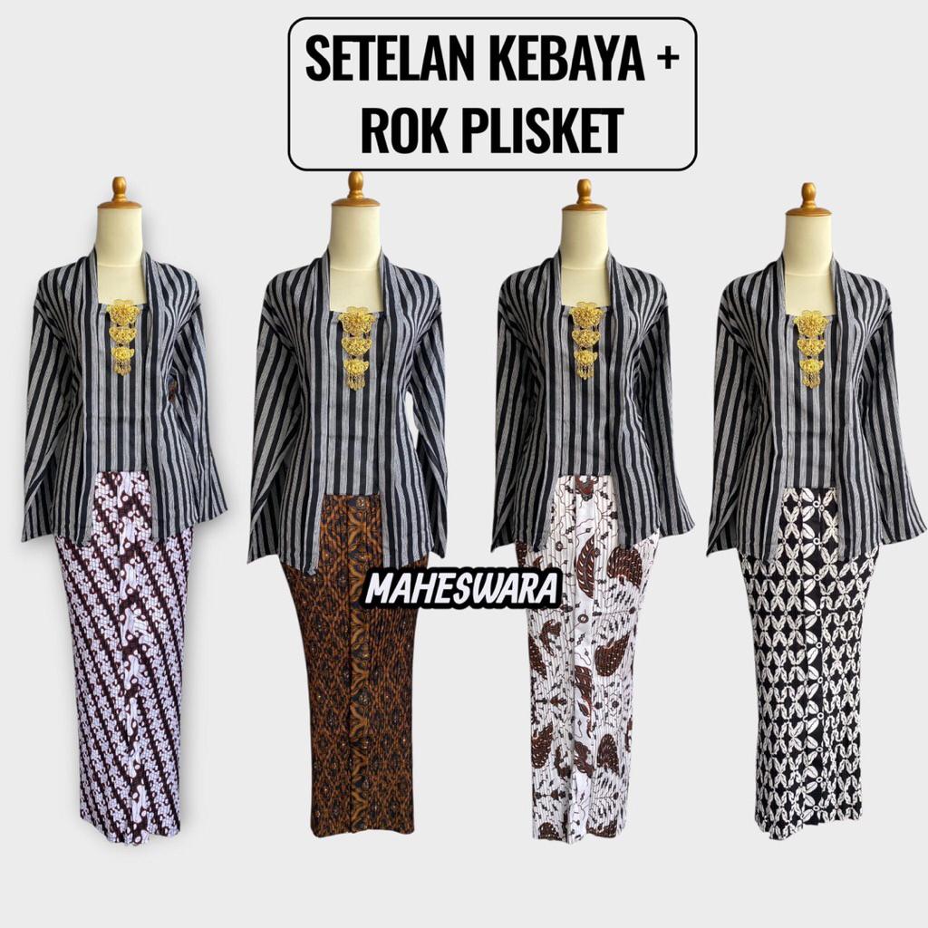 SETELAN KEBAYA ABU + ROK JARIK PLISKET