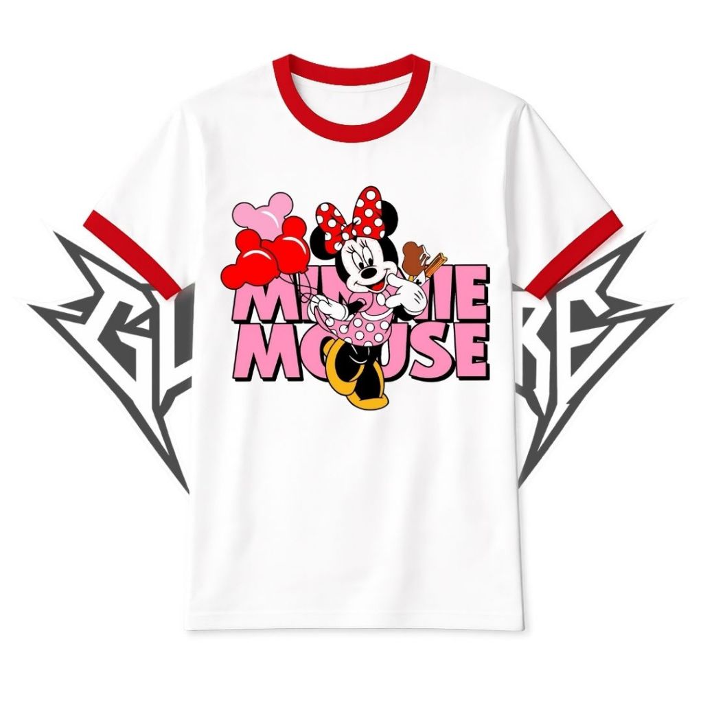 Glatosphere "Minnie Mouse" Ringer Tee | List Red / Black | Kaos Ringer | Vintage | Atasan | Kaos Mic