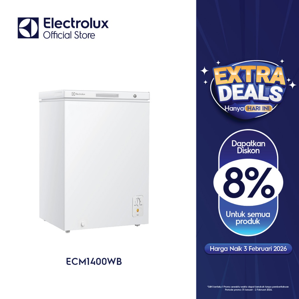 Chest Freezer Electrolux ECM1400WB - Penyimpanan Daging Beku Berkapasitas 142L