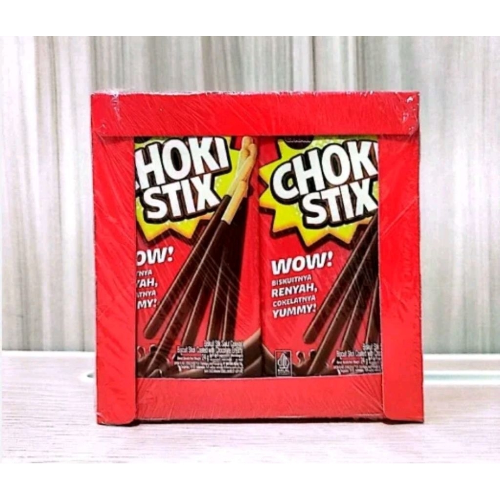 Choki Choki Stik - 12 Pcs @24g, Biskuit Renyah dengan Coklat Tebal