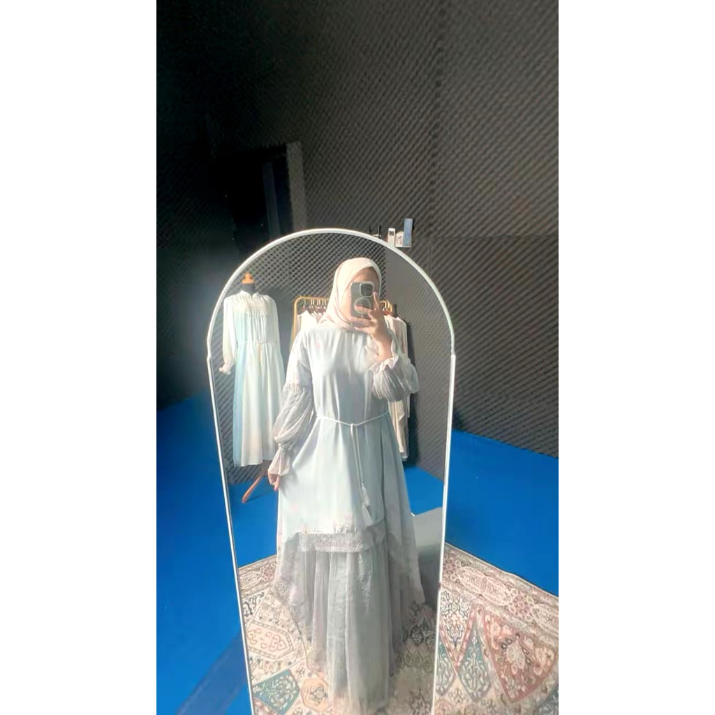 Siap kirim “Gamis Air Flow” warna biru muda