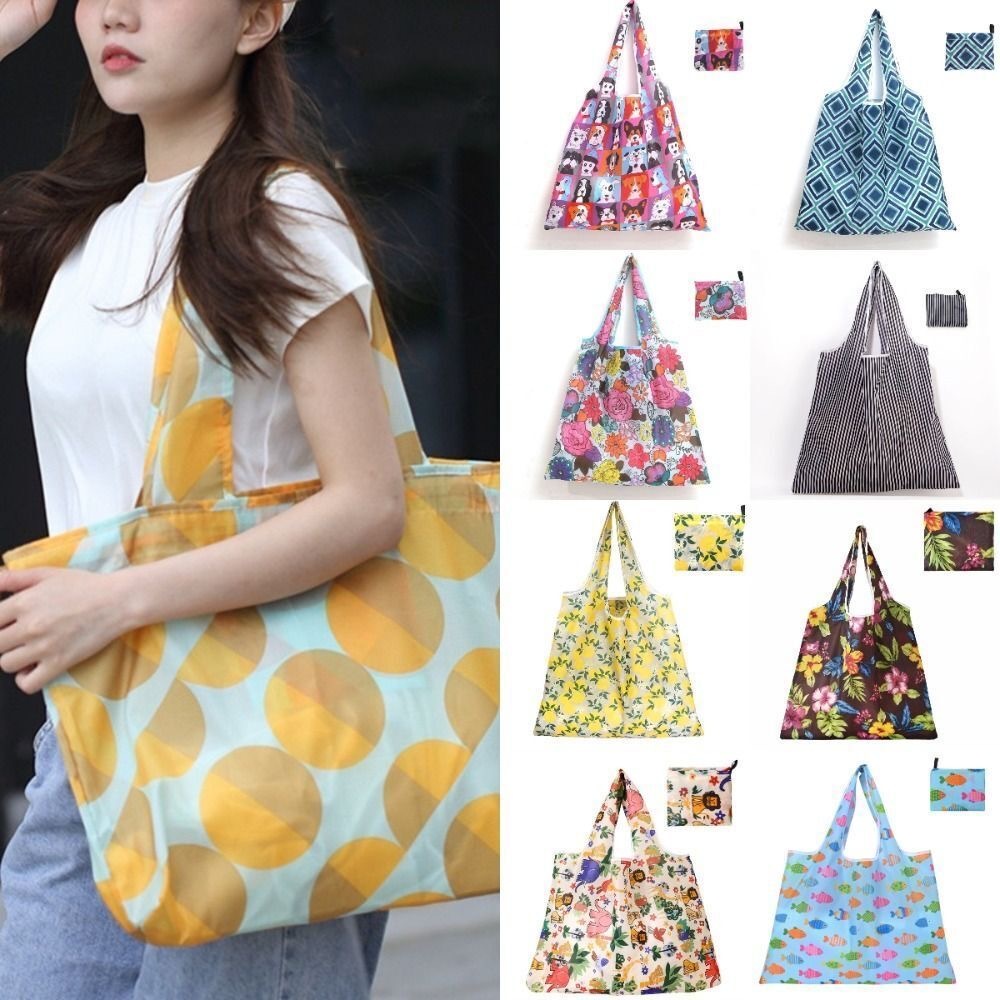 Tas lipat motif strawberry untuk berbelanja Tas Belanja Lipat