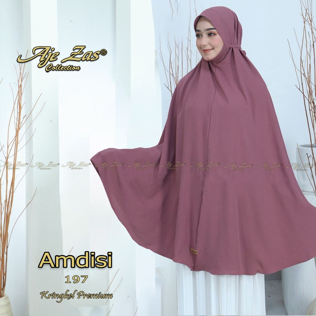 Kerudung/Hijab Jumbo Dagu Non Pet Tali Kode AMDISI Bahan Kringkel Premium By Ory AjeZas Collection