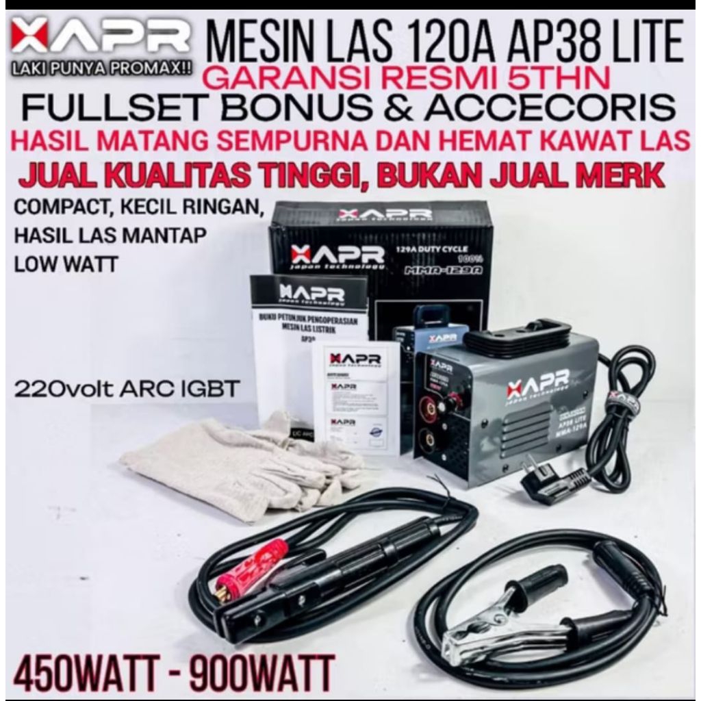 APR RAJA MESIN LAS 120A MMA TRAVO LAS INVERTER 450watt 900watt ap38 lite