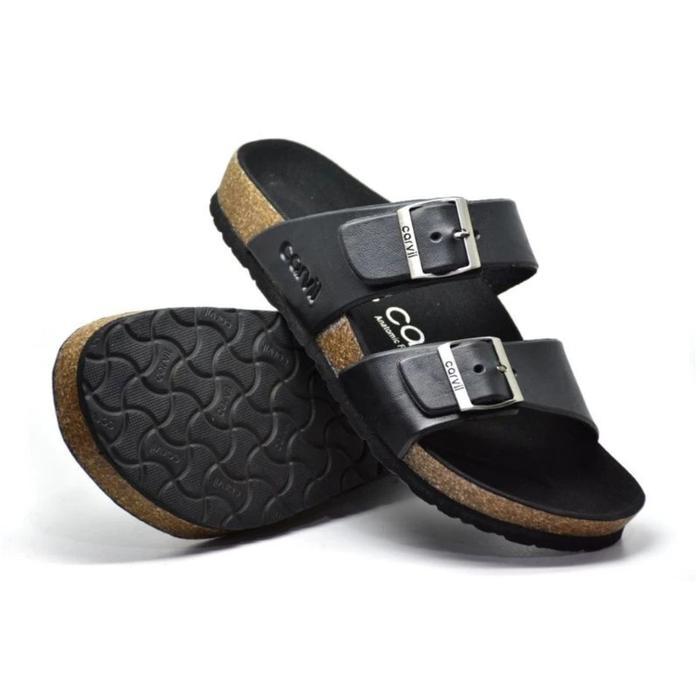 Sandal Kulit Slide Carvil Benzo 02 Sendal Slop Carvil Puyuh Sandal Jepit Slop Casual Pria Sandal Kul