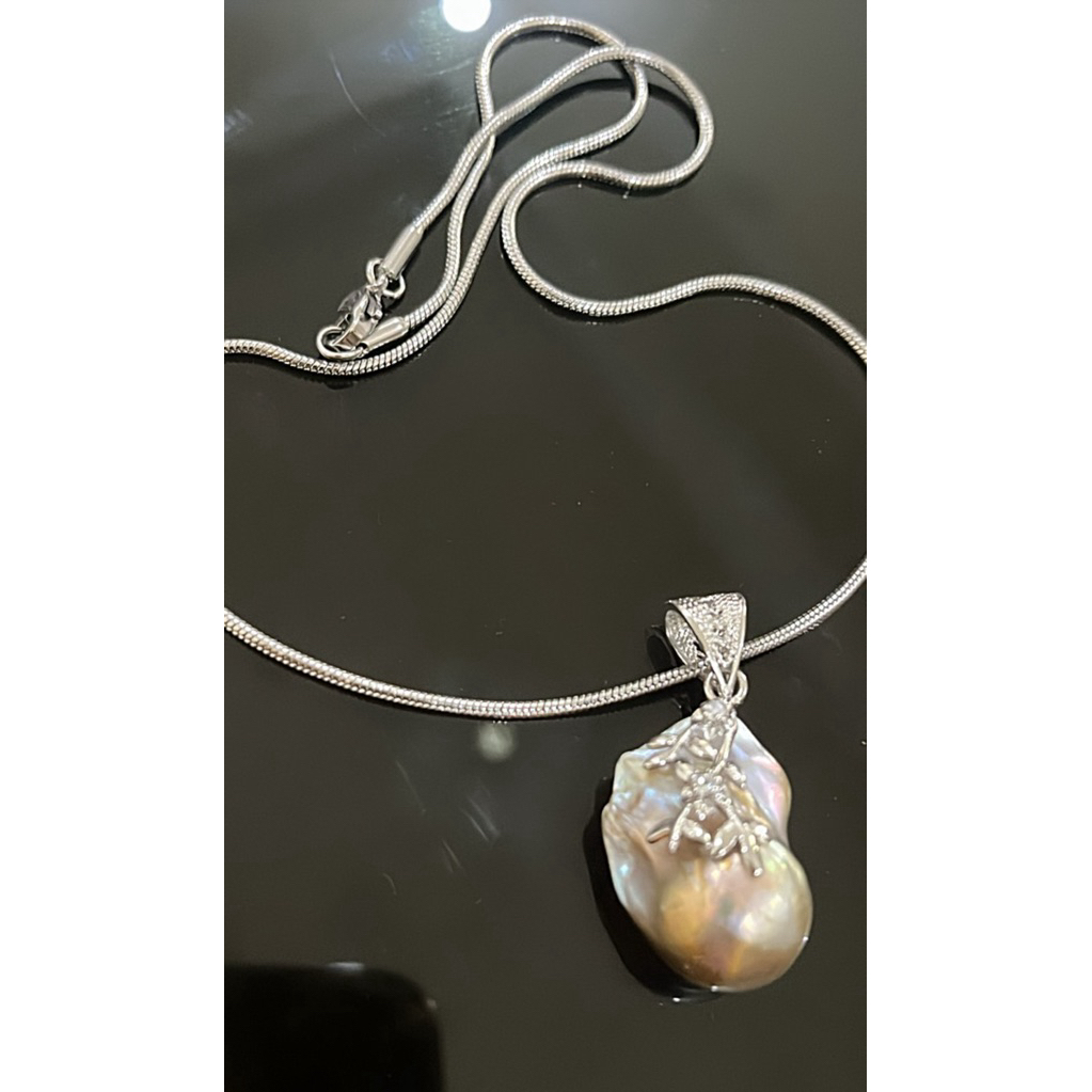liontin mutiara barok free kalung titanium