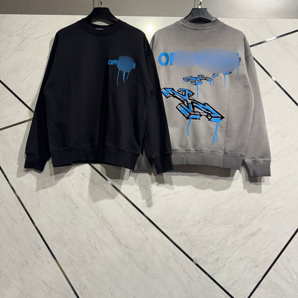 OW Sweater Jaket Fence Arrow Motif Black Grey