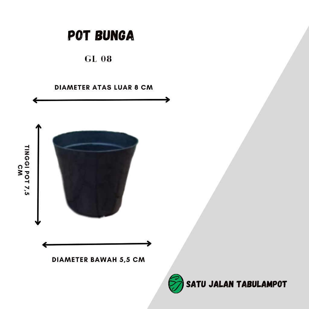 Pot Bunga Hitam Polos Ukuran 08 10 12 15 Global Lion