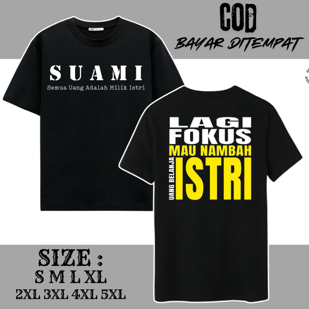 [Promo] Kaos Custom Suami Takut Istri Pria Wanita bahan cotton combed