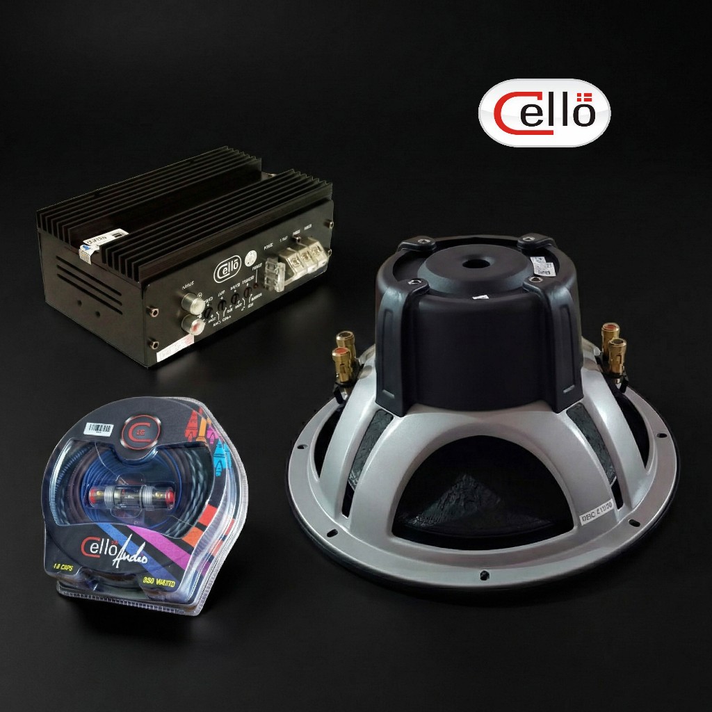 Paket Audio Cello Bass Performance : Subwoofer S12 12" + Monoblock M15D Class D + Kabel Set Premium 