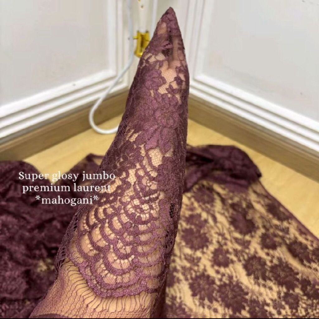 kain kebaya metalik super glosy jumbo premium lace