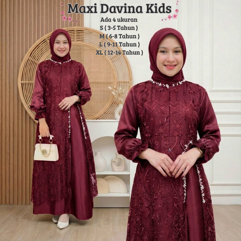 Gamis Anak Perempuan Model Terbaru Remaja Tanggung Lengan Panjang Maxi Davina Kids 3-14 Tahun Matt S