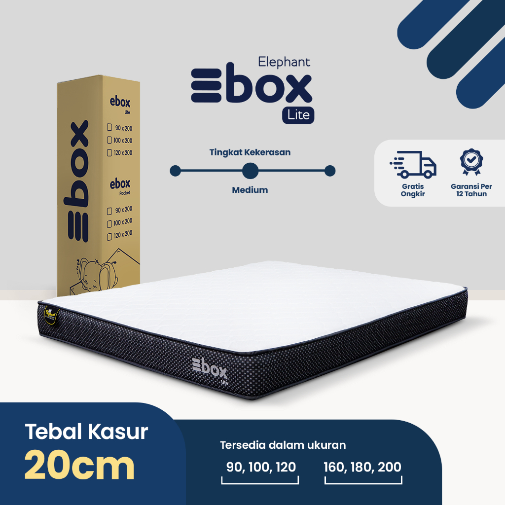 Ebox Lite Kasur Springbed In a box Bonnell Spring Elephant  / Kasur Springbed Vacum