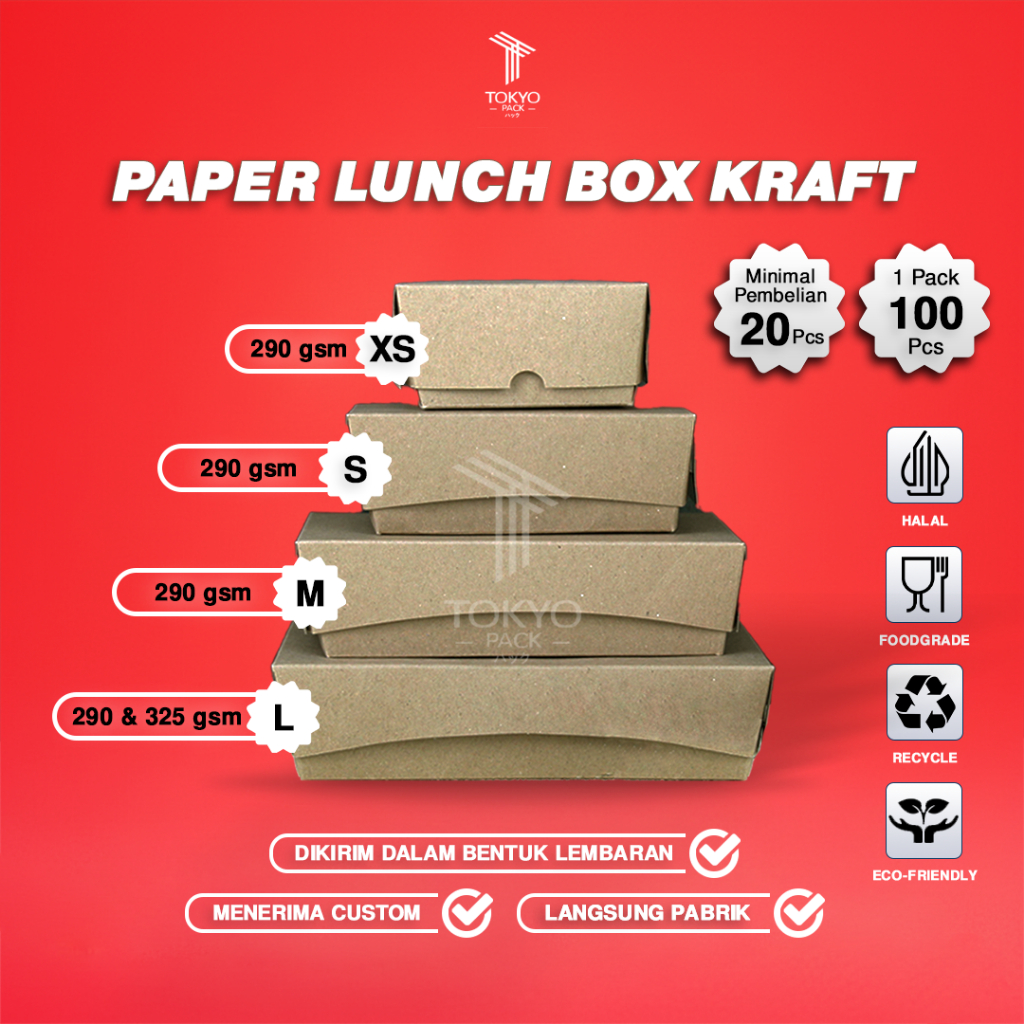 PAPER LUNCH BOX S BAHAN KRAFT/LUNCH BOX PAPER S COKLAT