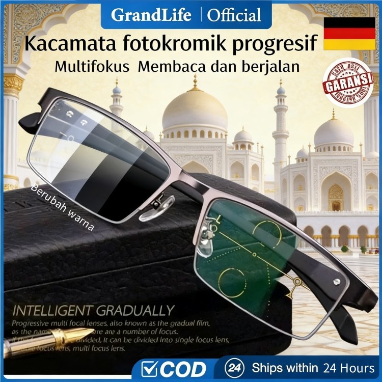 [ Garansi 1 tahun ] GL Kacamata Baca Plus 100 150 200 300 Pria Wanita Anti Radiasi Baca Progresif Ka