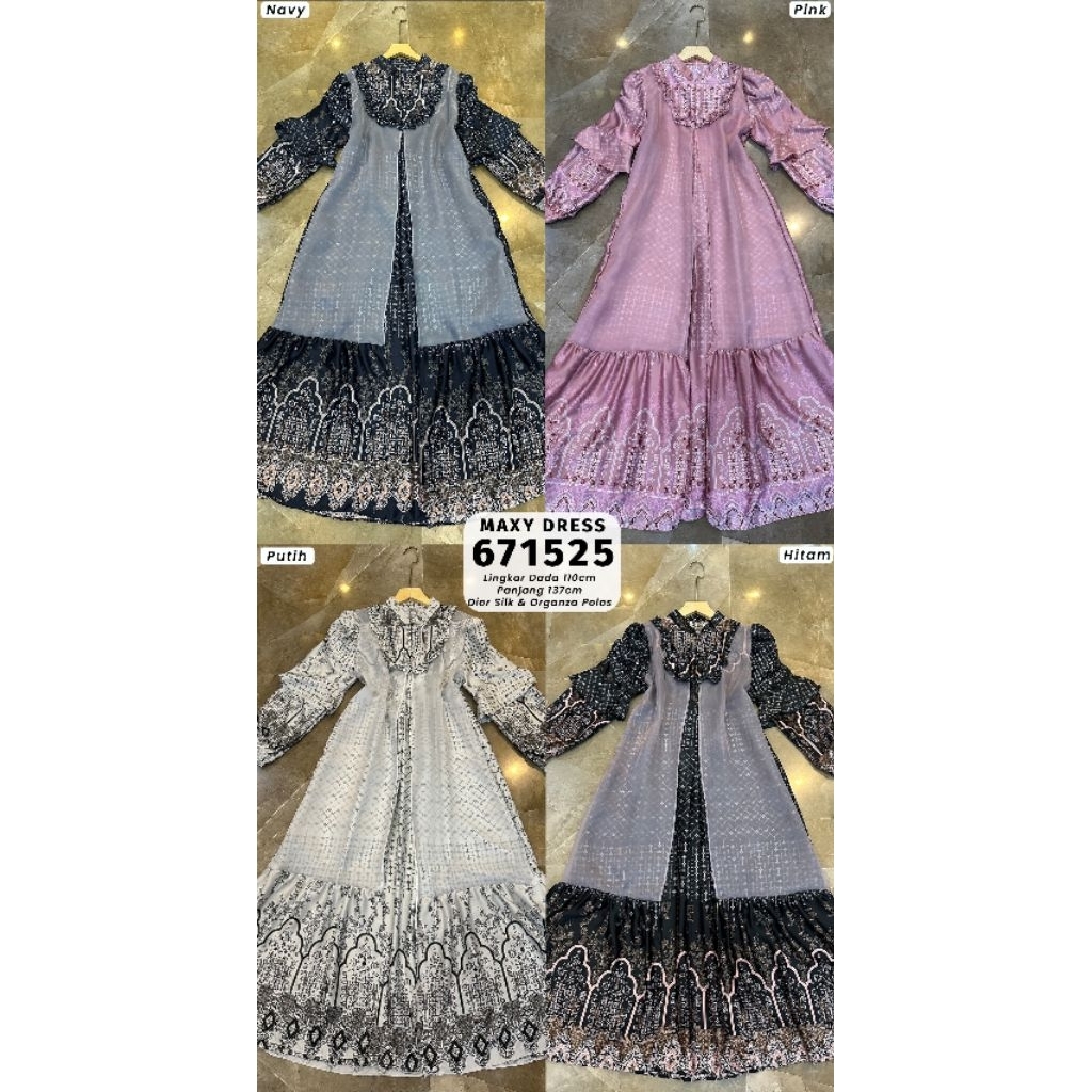 SaVia Maxy Dress Bahan Dior Silk + Organza Polos fit to Xl Besar