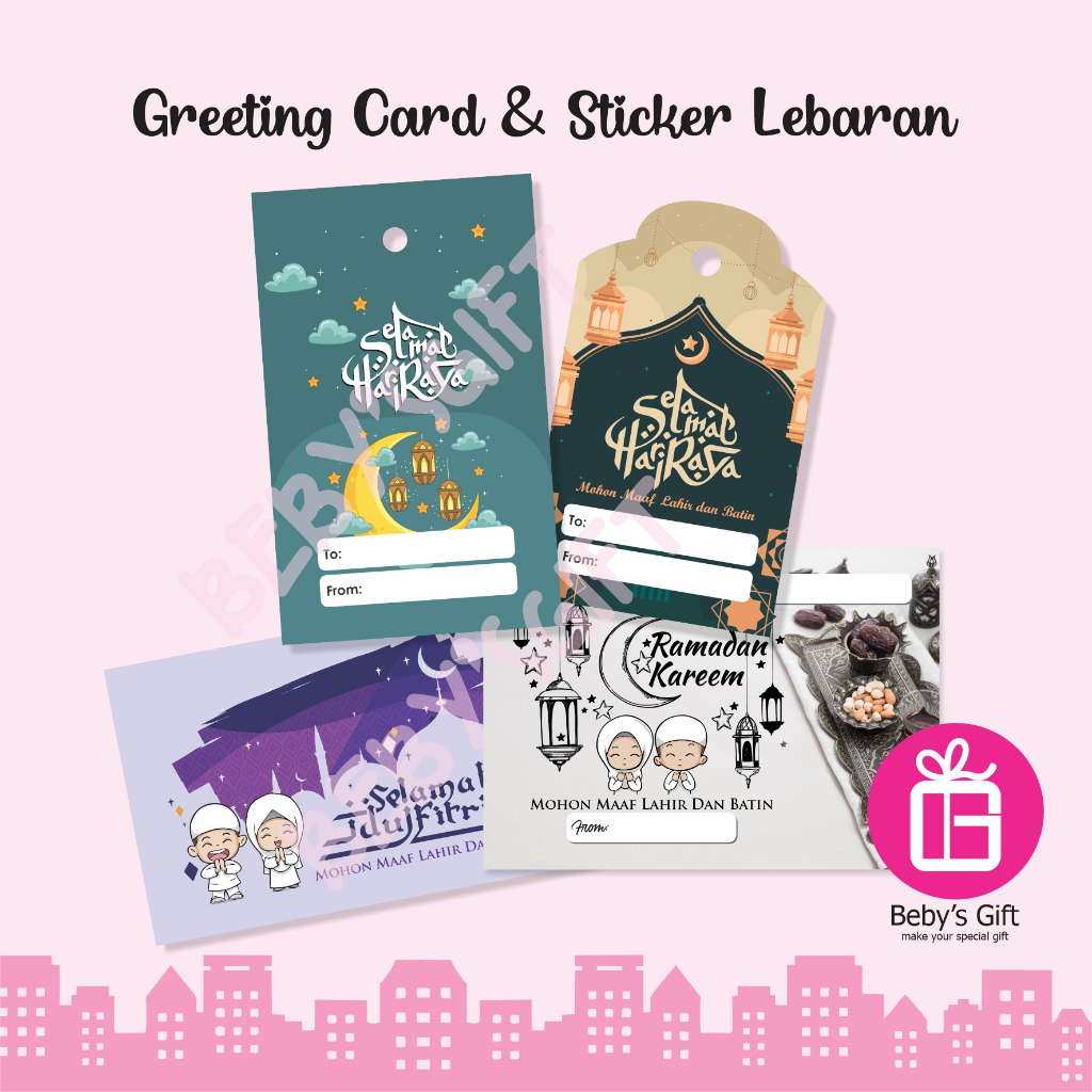 Kartu Greeting Card dan Label Stiker Ucapan Lebaran Idul Fitri