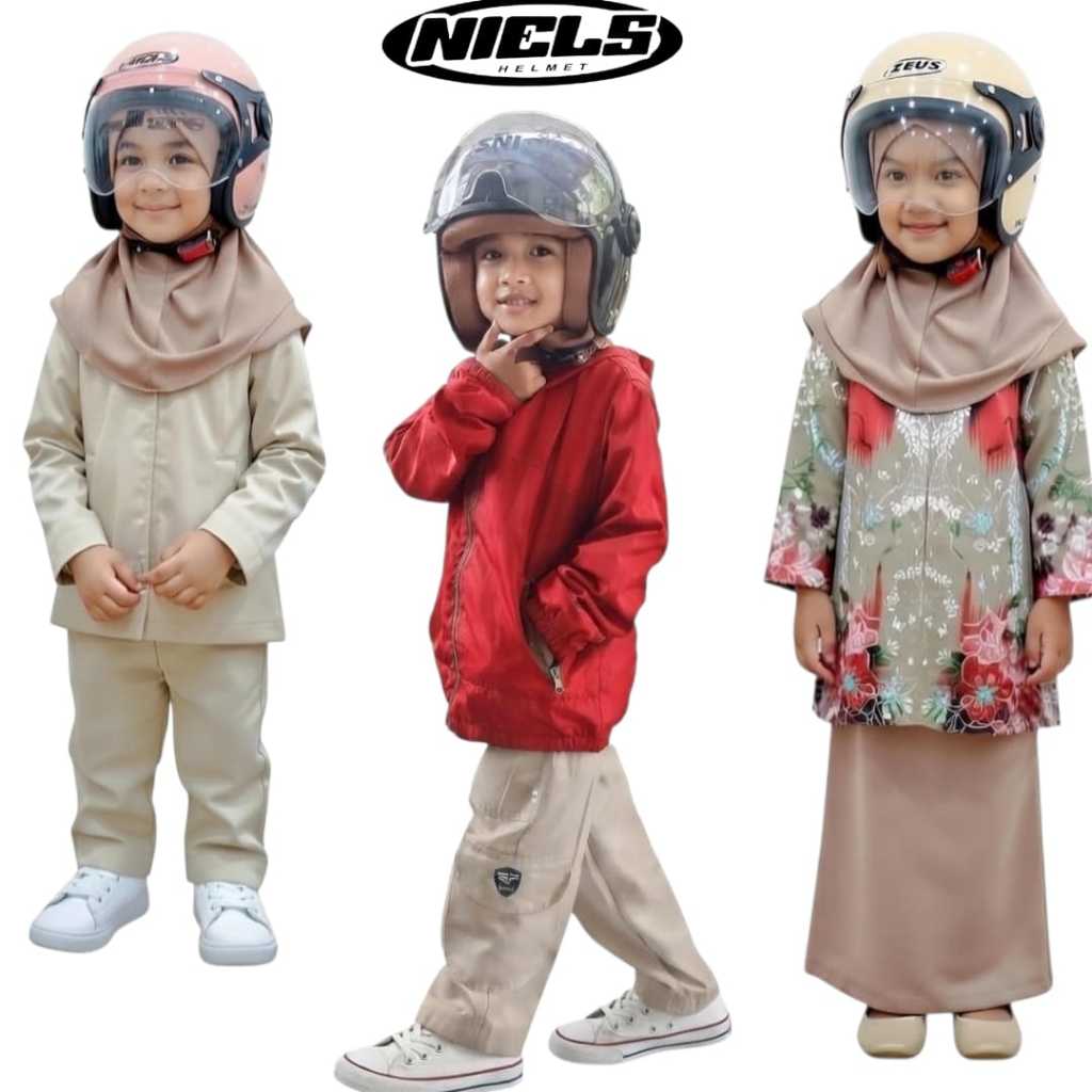Helm Niels Bogo Pilot Anak Laki Laki/Perempuan Usia 5-12 Tahun | Niels kids Retro Original SNI TERLA