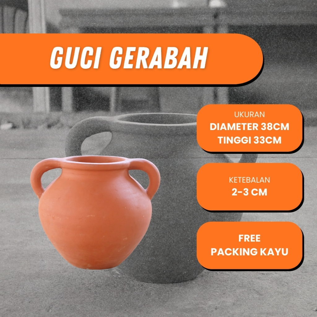 GERABAH VASE GUCI TANAH LIAT UKURAN 30CM