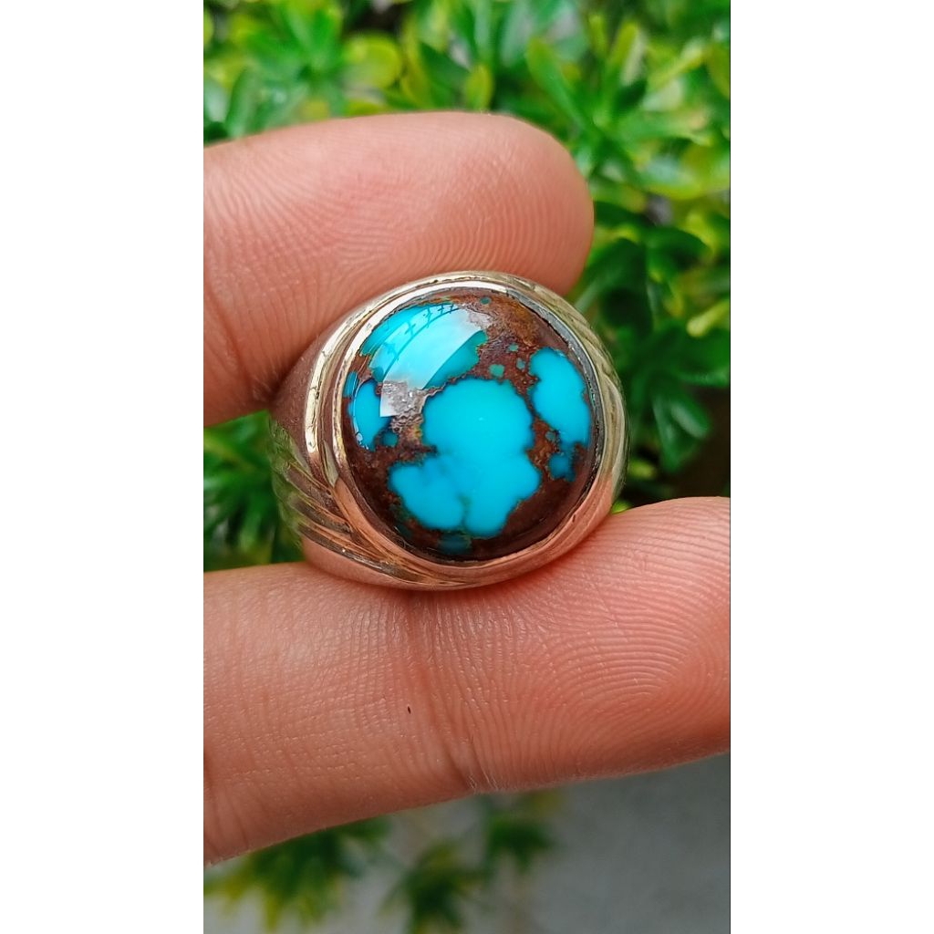 Natural pirus Persia biru tosca ceplok