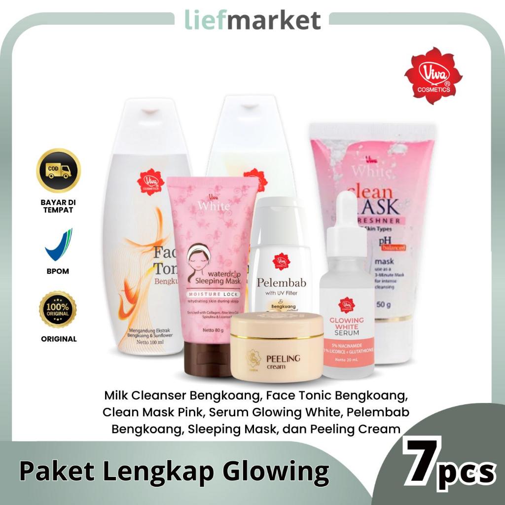 PAKET SKINCARE Viva Paket Glowing White Cerah - Set Rangkaian Perawatan Viva Cosmetics Pagi dan Mala