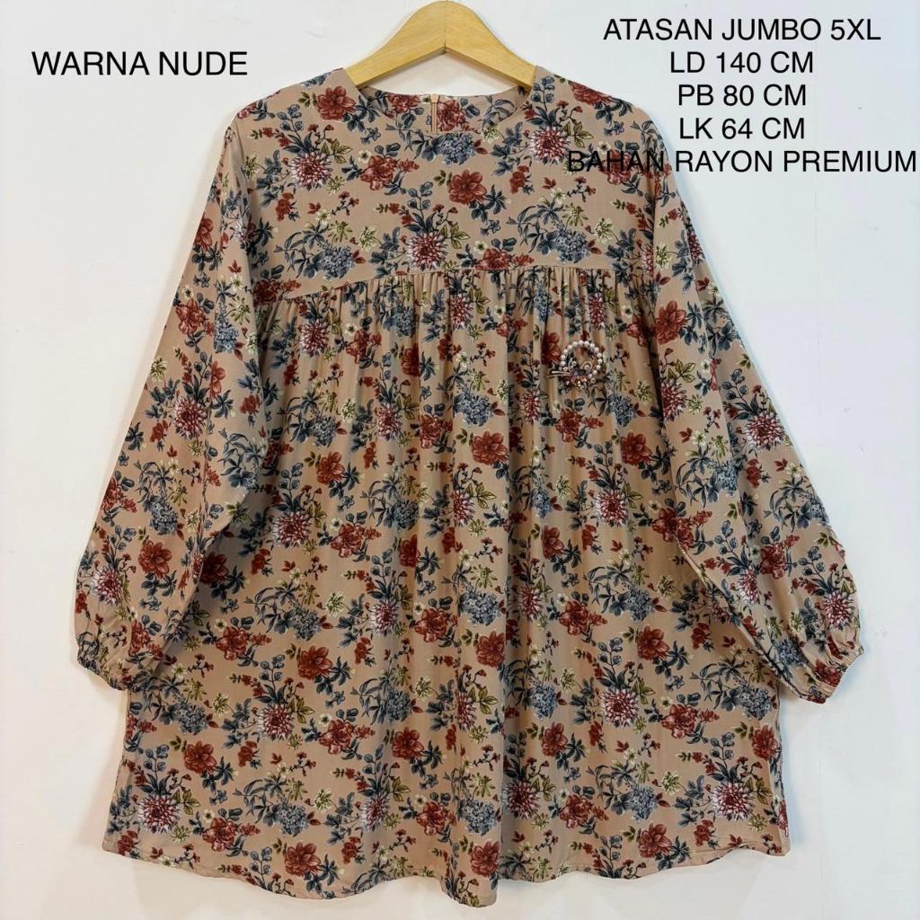 Atasan Jumbo Ld 140 Cm Motif Bunga Koleksi Terbaru - Naya Blouse