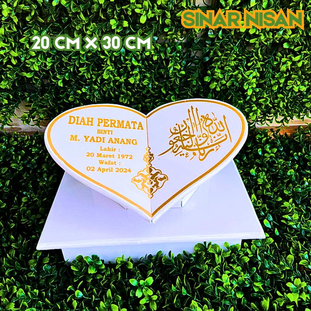 Sinar Nisan - Batu Nisan Love Ukuran 20x30 Bahan Granit Makam Premium Quality