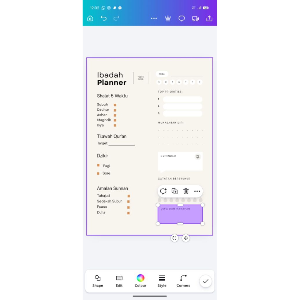 Printable Ibadah Planner Harian – Muslimah Minimalis (PDF)