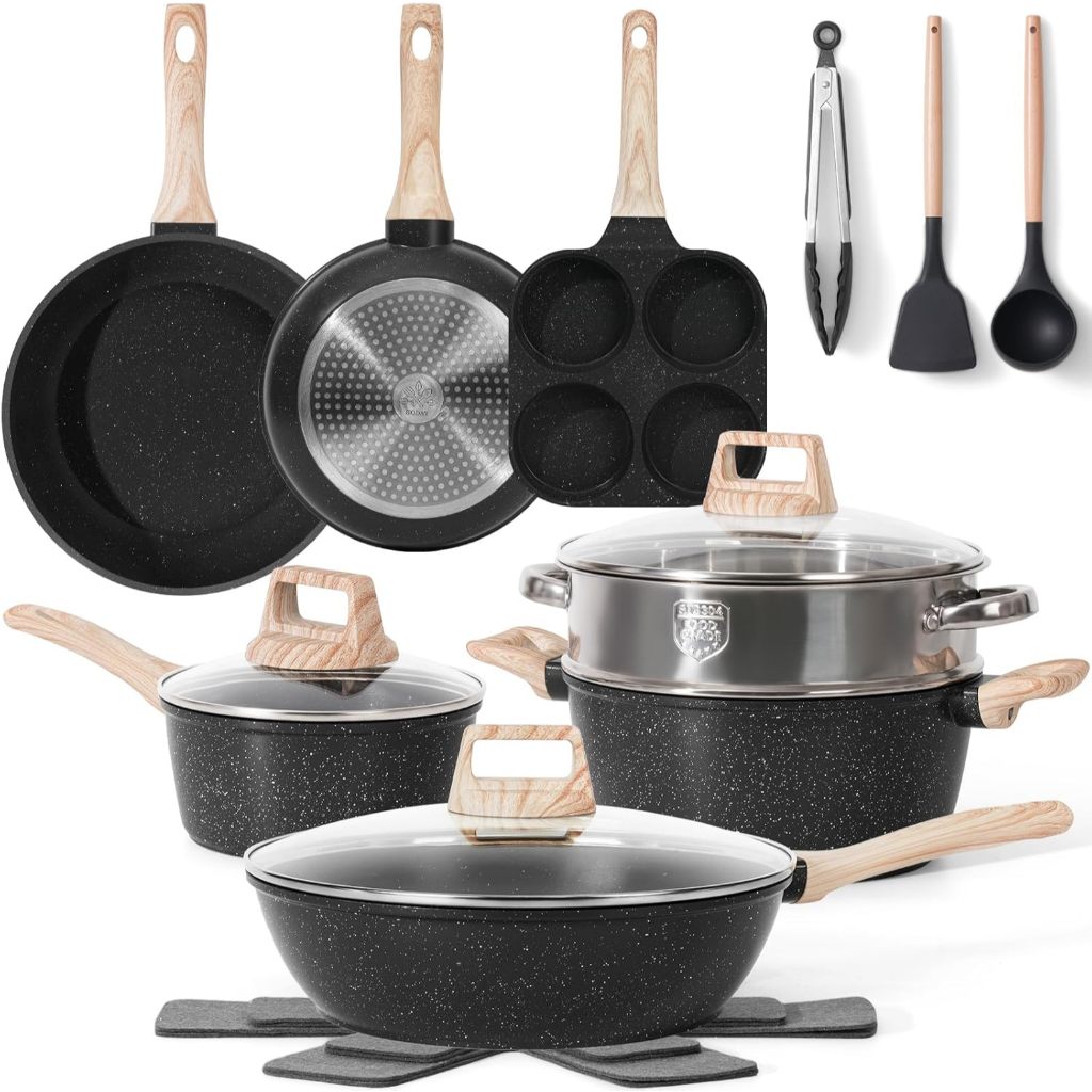 17 Pcs Pots and Pans Set Non Stick Kitchen Cookware Sets Nonstick Induction Cookware