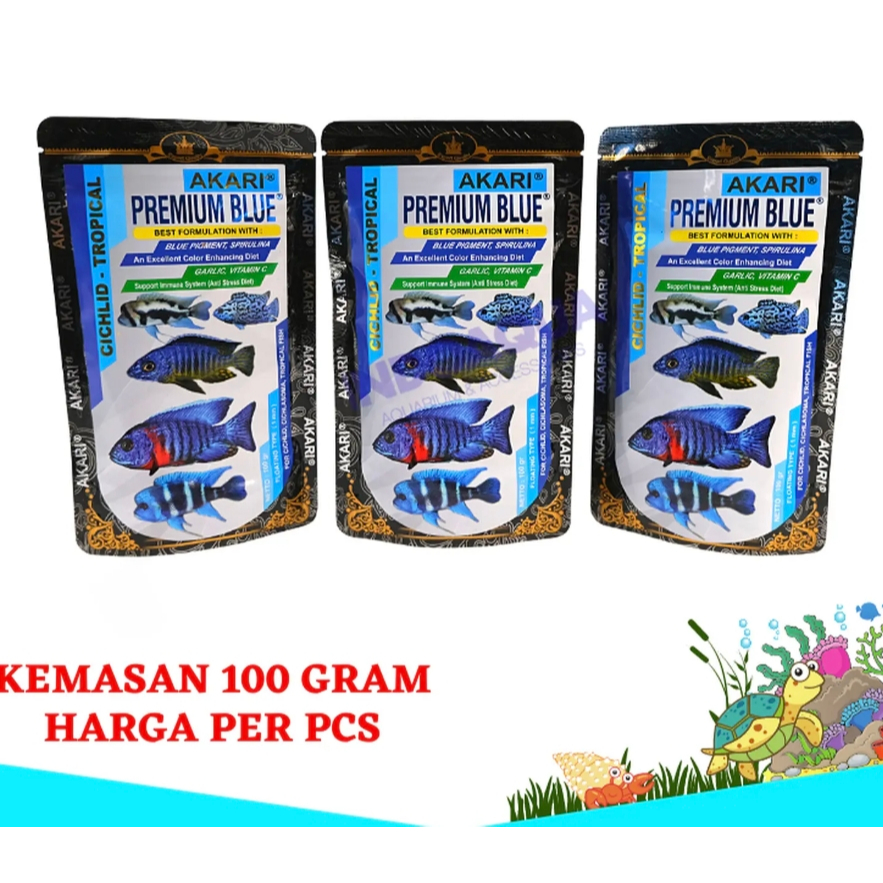 Makanan Ikan Pelet Akari  Premium Blue Pakan Ikan Premium Blue 100  Gram
