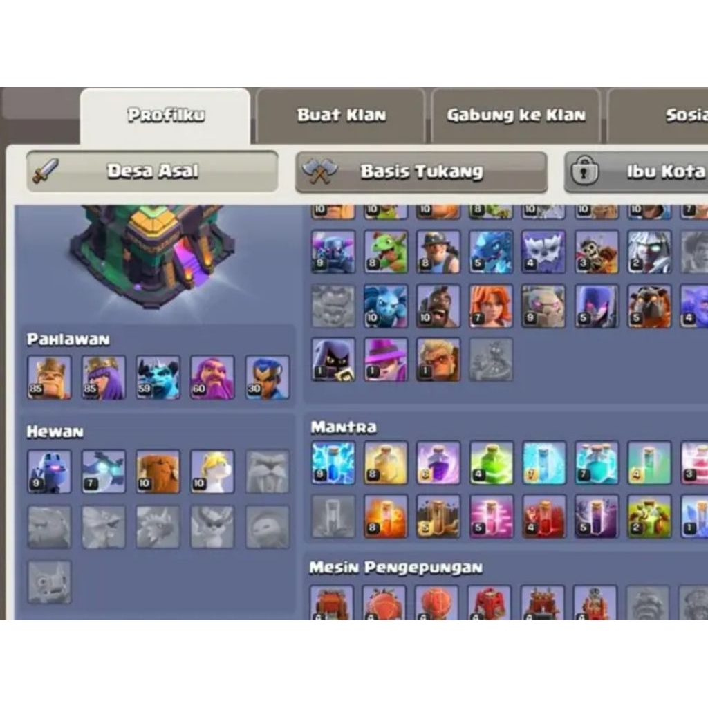 AKUN COC CLASH OF CLANS TH 14 SEMI MAXX