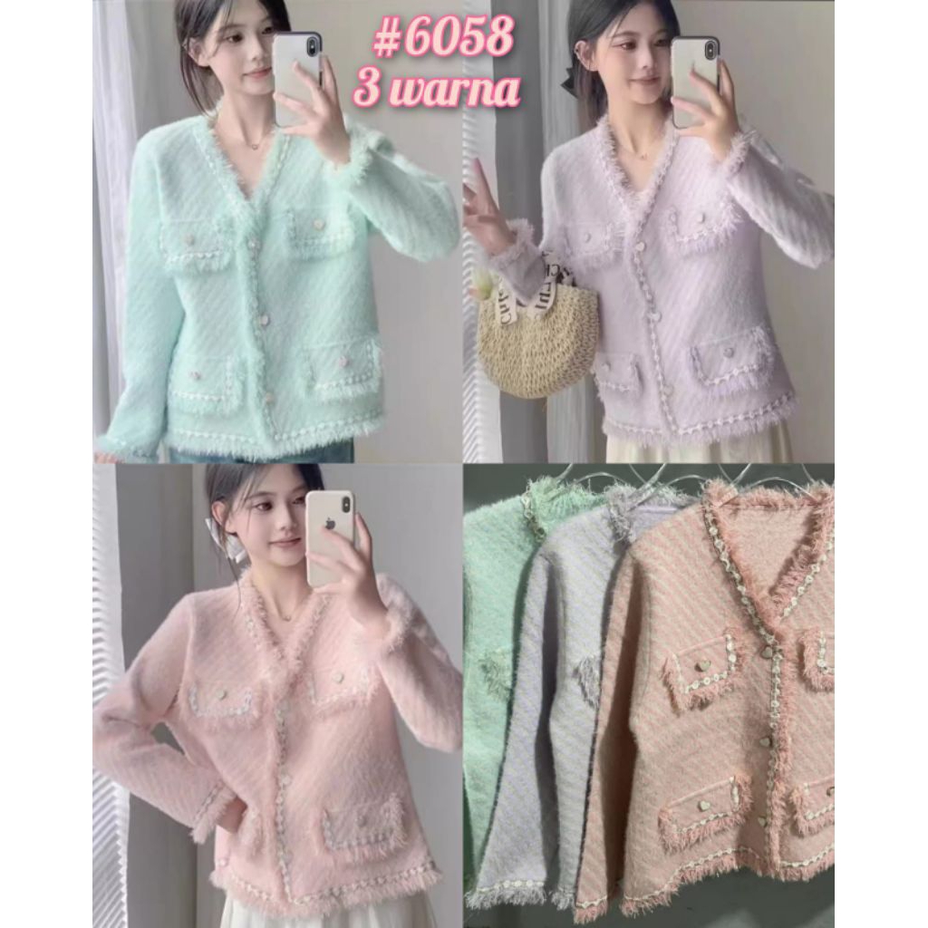 Cardigan Tweed Rajut Rawis BKK
