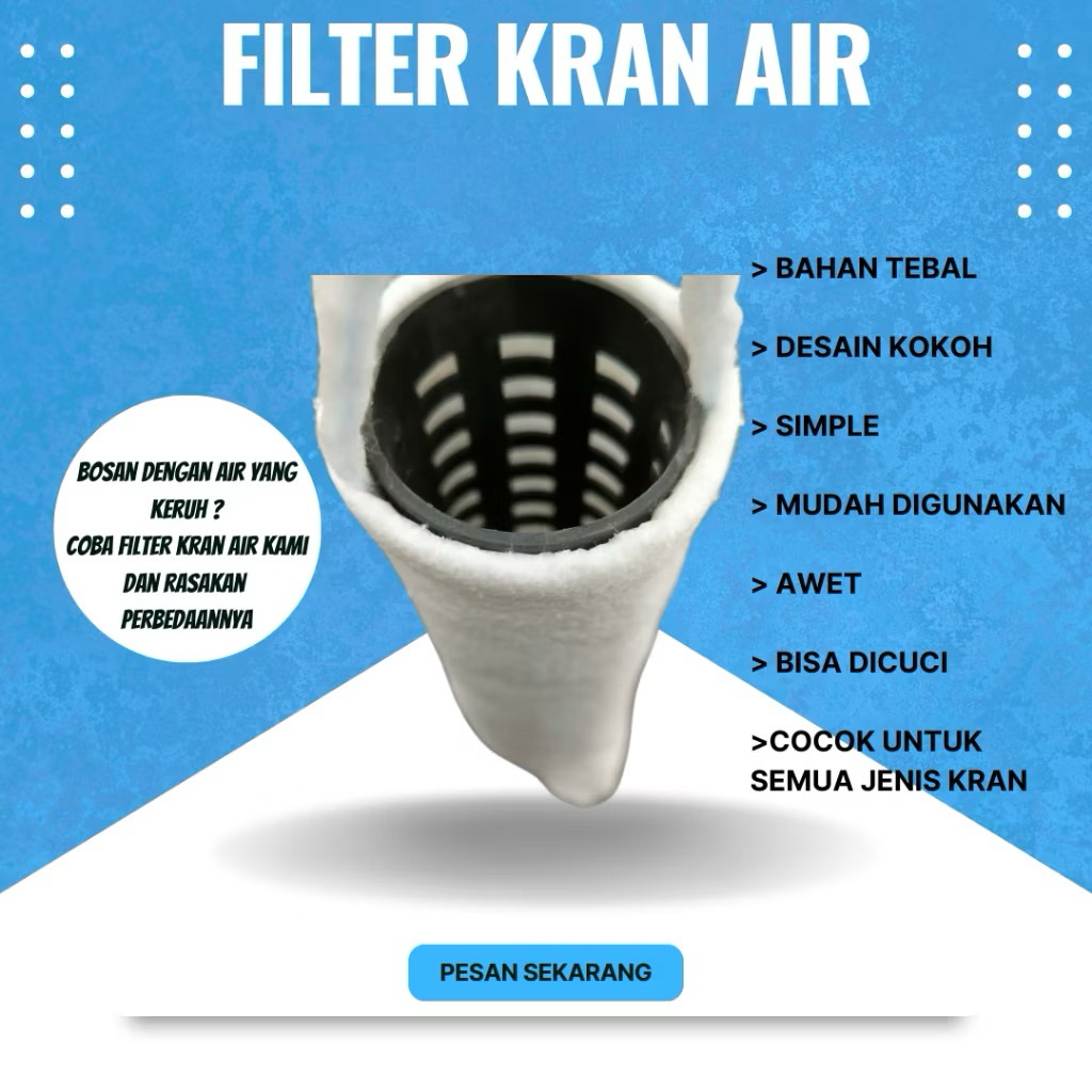 Filter Kran Air (FREE TABUNG) Dengan Kapas/Dakron / Saringan Pembersih Air Kotor/Keruh / Filter Air
