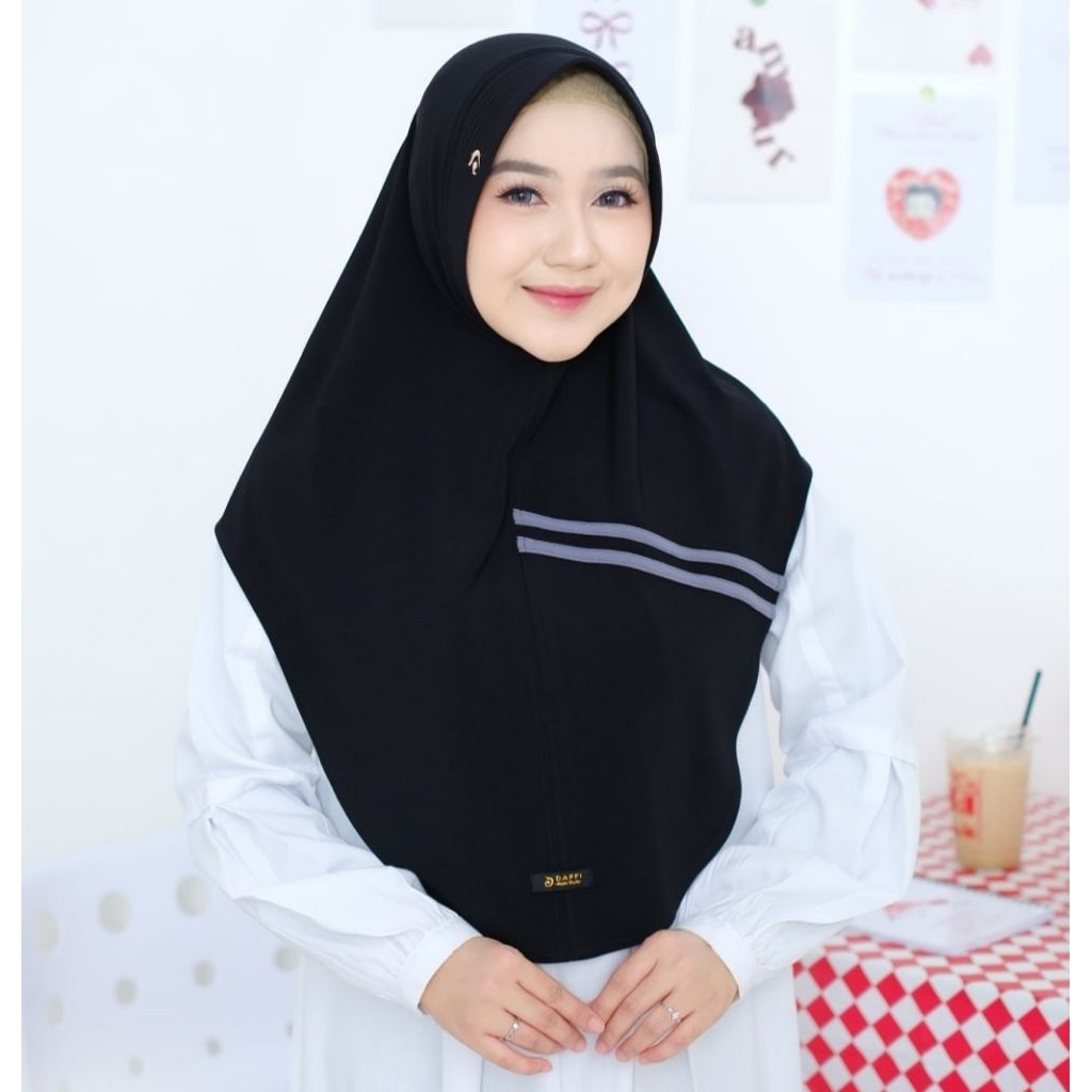 Bergo Zaina ORI by Daffi Hijab || Jilbab Instan Aksen Double List - High Twist Parfume