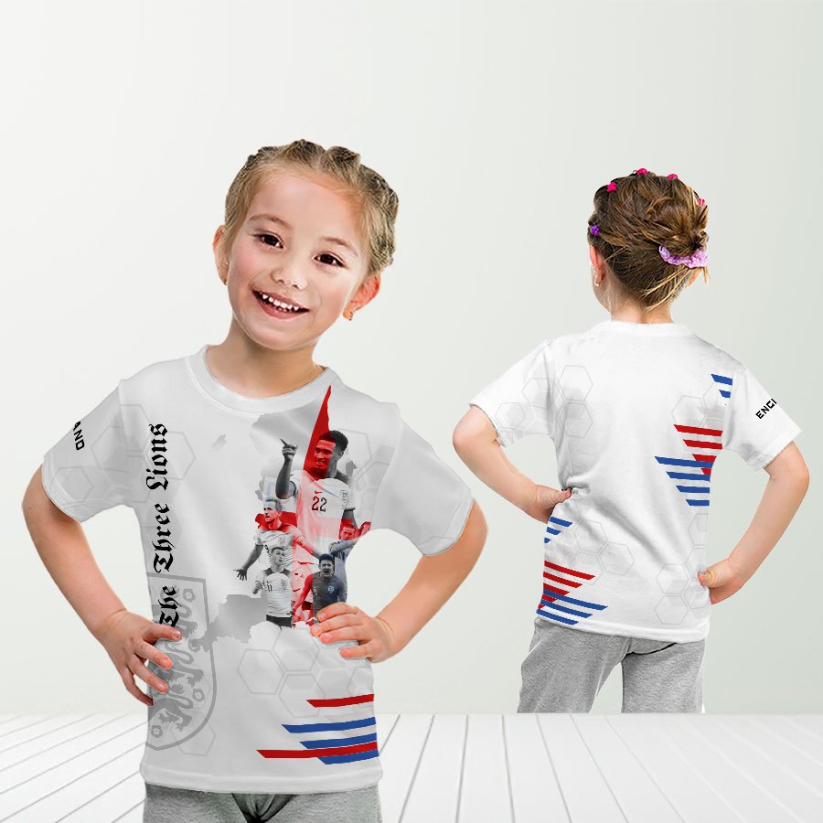 Kaos Tim England Kasual World Cup 2026 (Pildun) Anak Art -1 full Printing - The Luminos -
