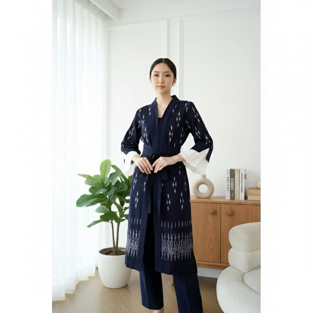 Kimono Tenun etnik Couple tenun Jepara baju tenun Jepara handmade dress tenun wanita viral baju etni