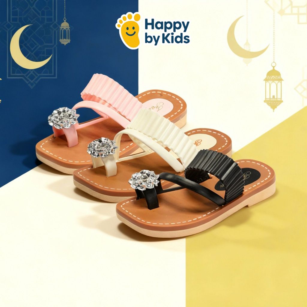 HAPPYBYKIDS Sandal Anak Prempuan Wanita Premium TKSD Cewe Kekinian FlatShoes Umur 3-8 Tahun YN-809+1