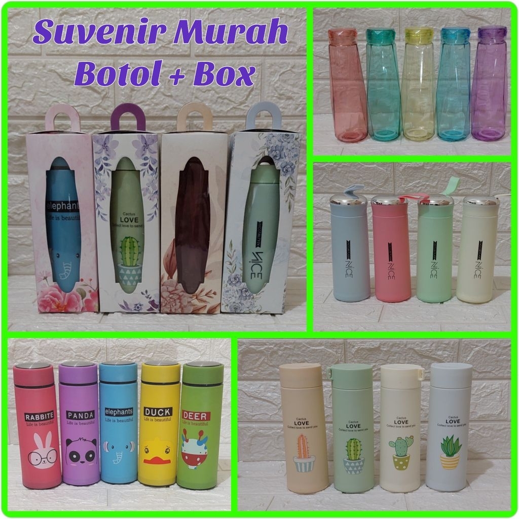 SOUVENIR BOTOL KACA DAN BOX [40pc] / BOTOL KACA ANIMAL / NICE / KAKTUS / KRISTAL