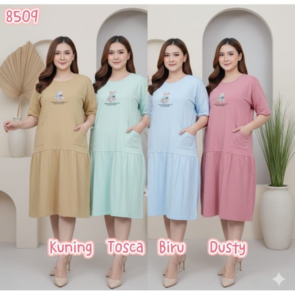 Daster AMRO 8509 Dress XXL JUMBO DTX Label Putih Bordir