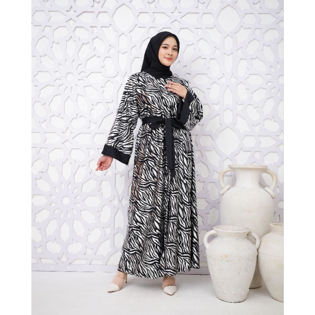 Abaya Noor/Abaya eid Fitri/abaya kekinian/abayamotifzebrametallic