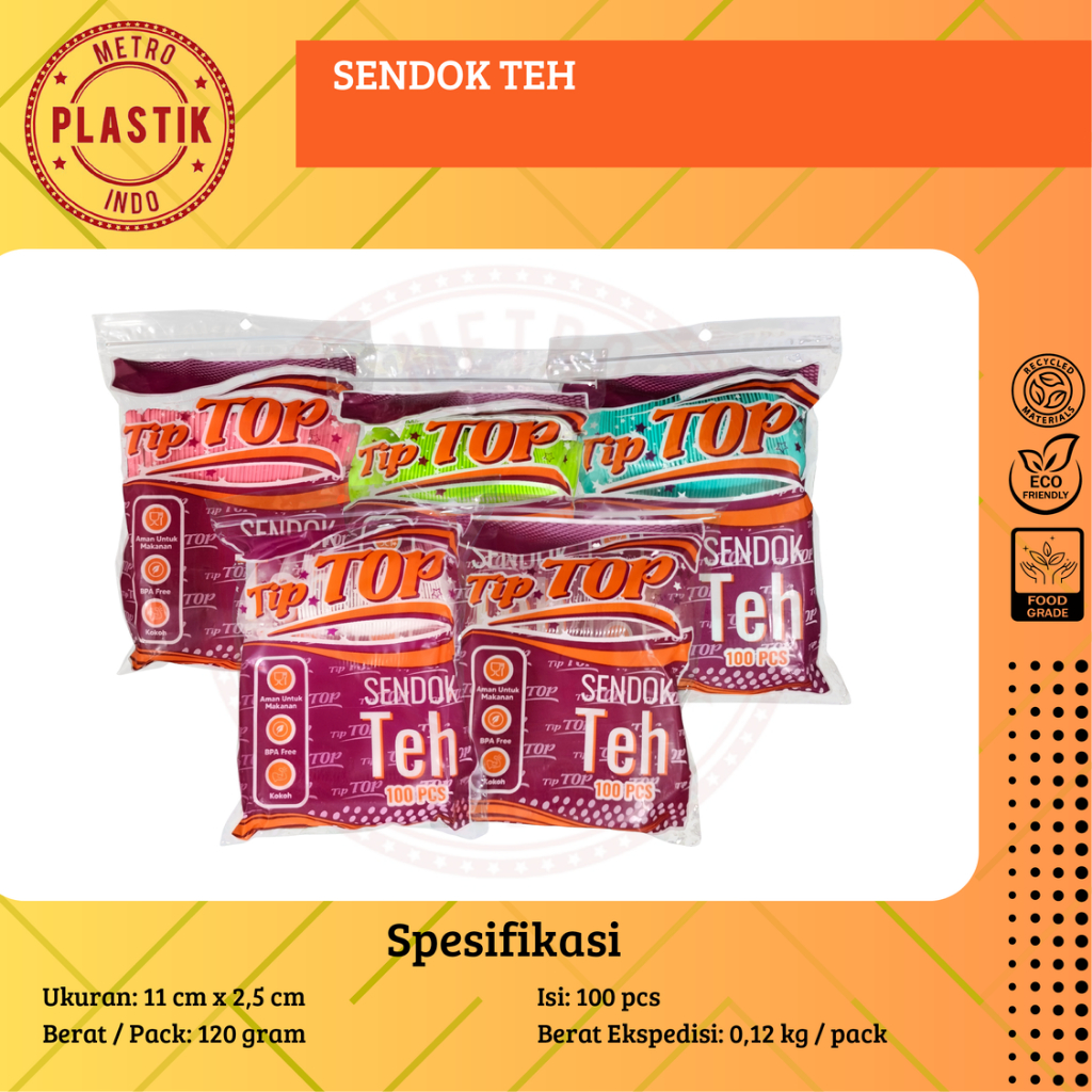 Sendok Teh Sendok STG Warna Isi 100pcs / Sendok Eskrim Jelly Plastik / Putih Susu / Bening / Warna I