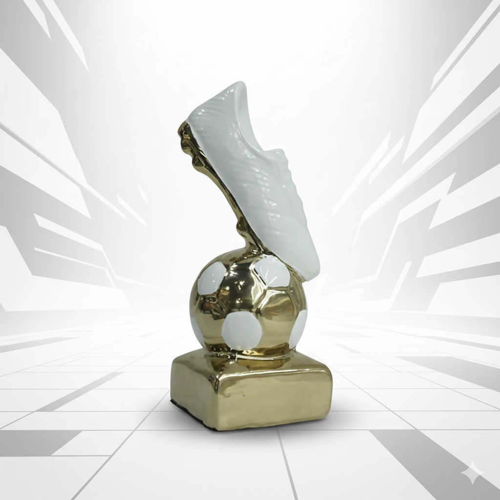 Hiasan dekorasi Shoes Gold Figurine soccer