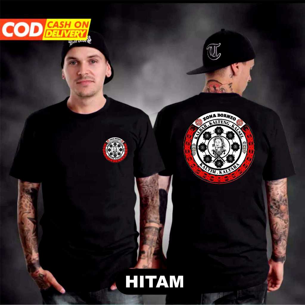 KAOS DISTRO DEWASA ZONA BORNEO / KAOS DAYAK / KAOS KOMUNITAS DAYAK / T-SHIRT OBLONG UNISEX BORNEO